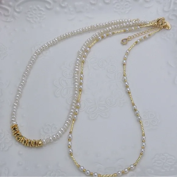 X85 Handmade Freshwater Baroque Pearl Necklace Set